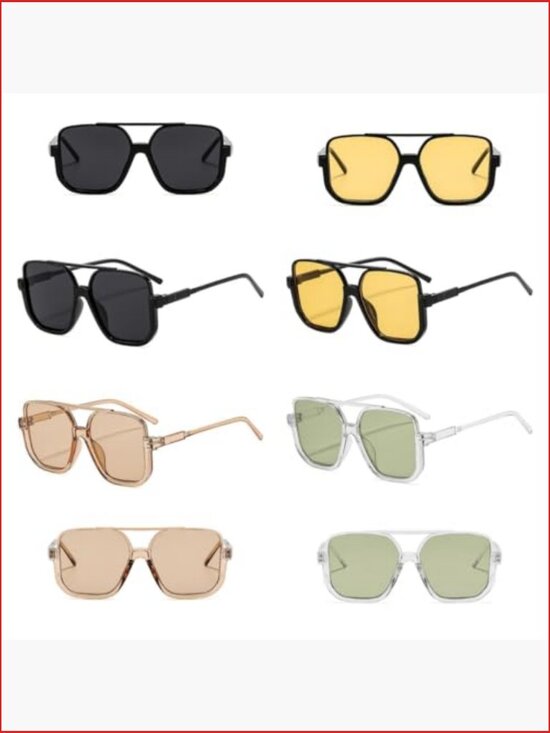 4 Pack Retro Oversized Aviator Sunglasses with UV400 Protection